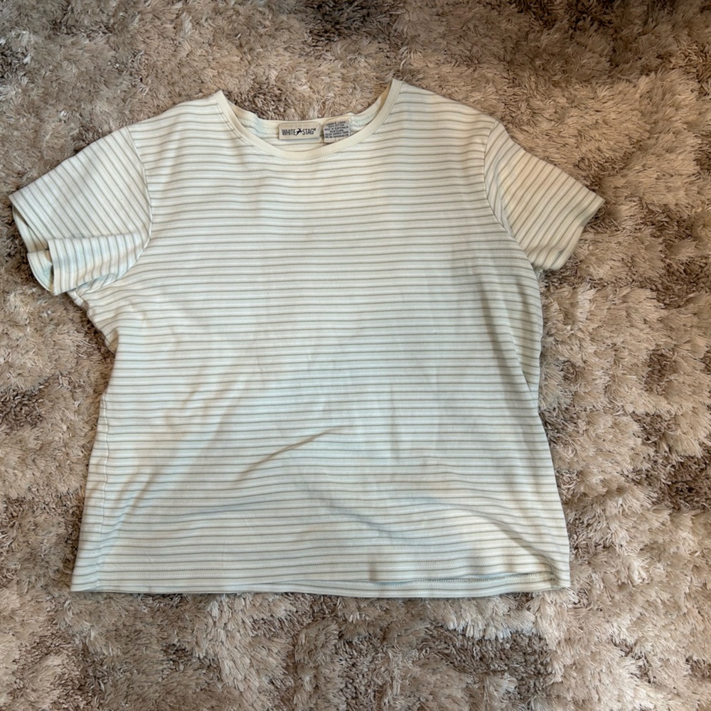 White Stag Cream Striped Short Sleeve Top
